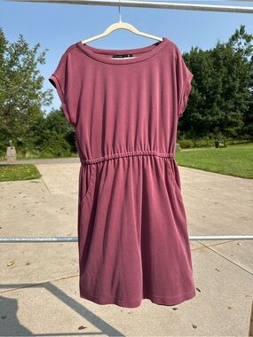 Nicole Miller Short Sleeve Elastic-Waist Mini Dress - Mauve